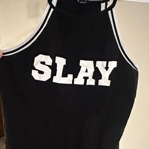 Black BODYSUIT with 'SLAY' Print
